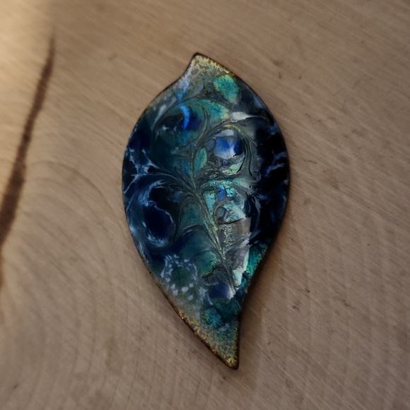 Signed Inga Blue Enamel on Copper Pin - Picture 1 of 5